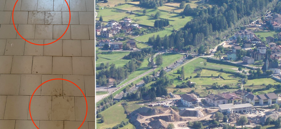 Le impronte di un orso sul pavimento del residence, è allarme fra i turisti